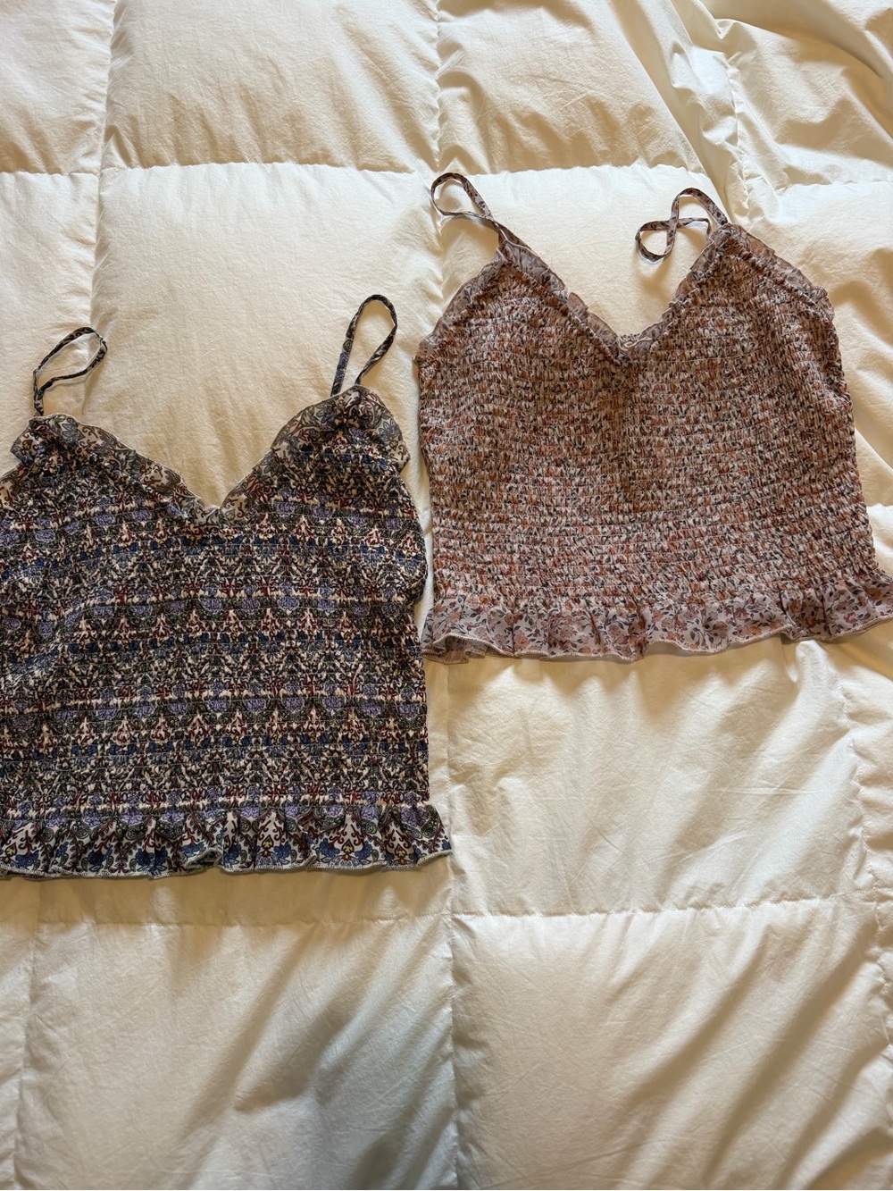 Forever 21 Floral Smocked Cami Duo - Mauve & Navy